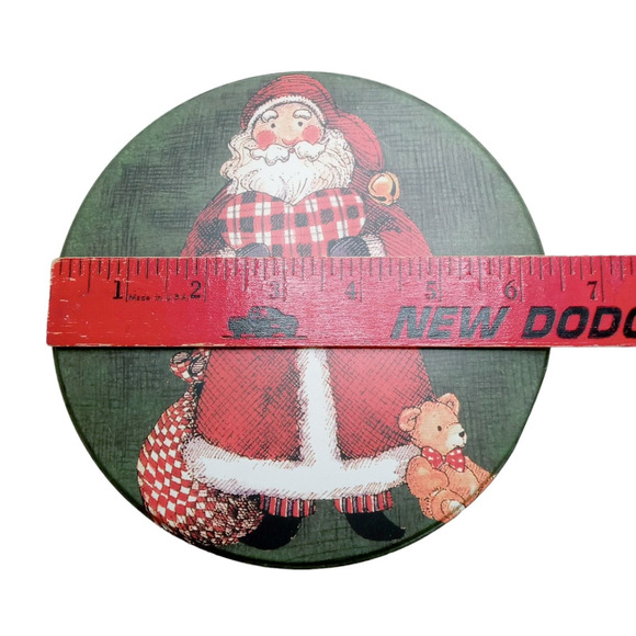Vintage Christmas Santa Nesting Metal Tins Teddy Bear Plaid Retro Holiday Decor - Picture 9 of 16